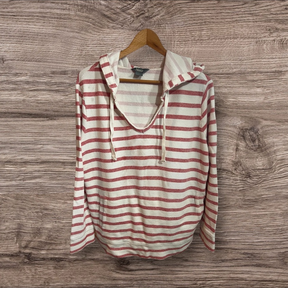 Natural Reflections Striped Hoodie 100% Cotton, Beachy Size Large